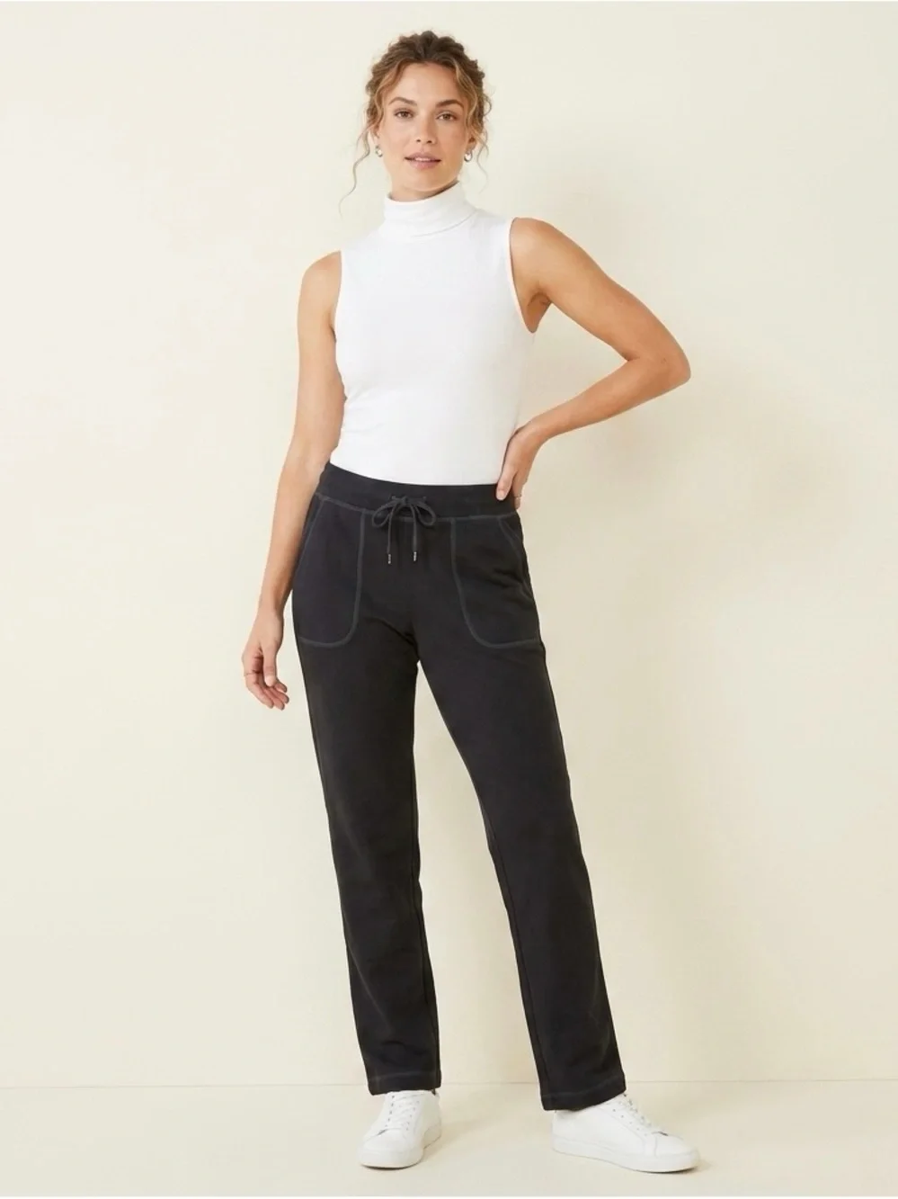 L.L. Bean Women’s Ultra-soft French Terry Straight Leg Sweatpants Black Medium R